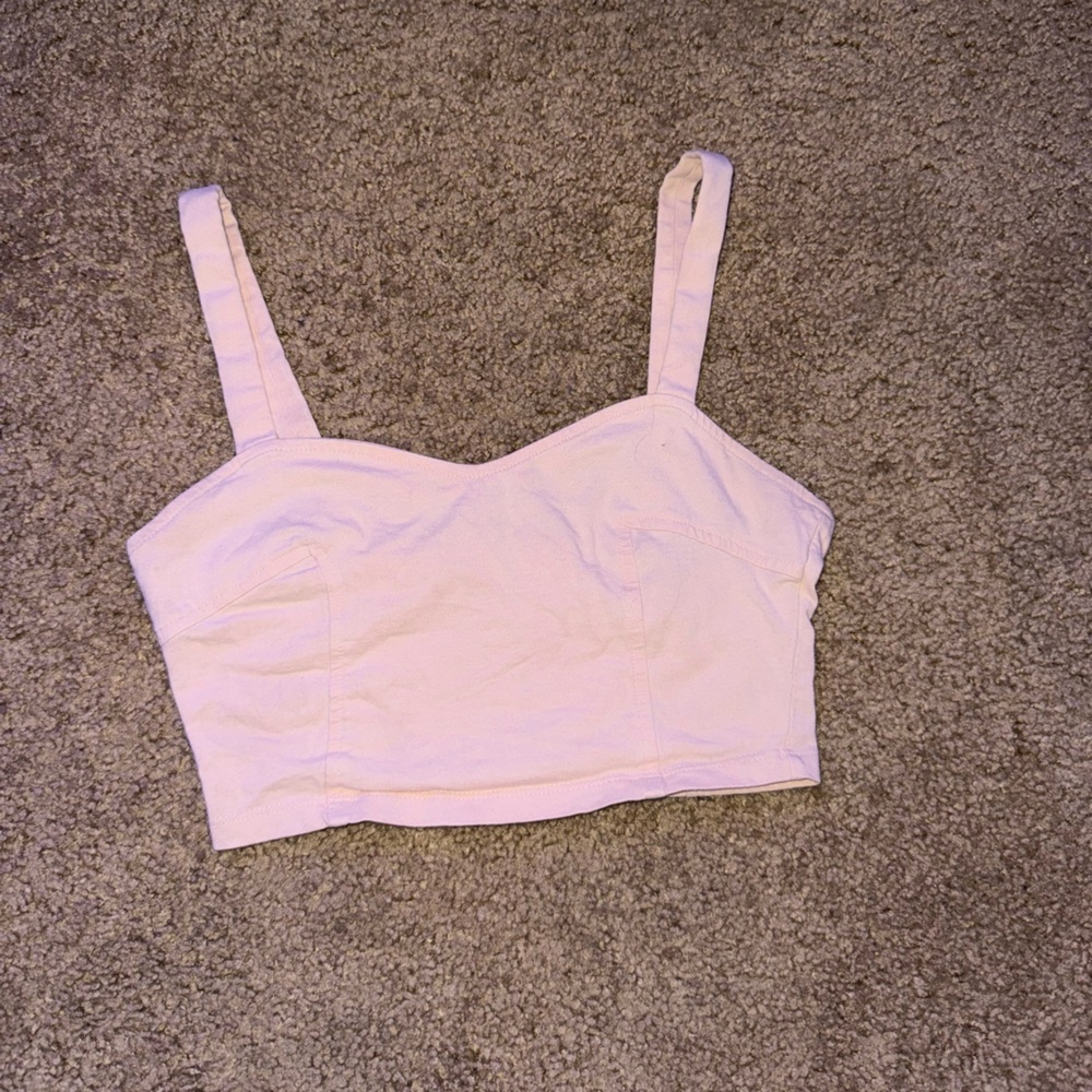 Pink Fitted Bustier Crop Tank Top
